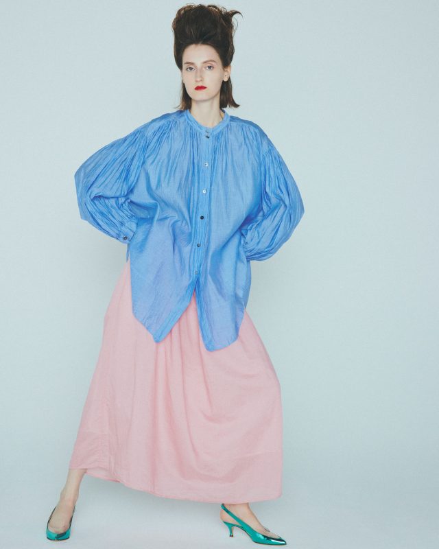 <h6>Cotton silk Blouse_blue_BLOUSE 121<br />
Cotton silk Skirt_pink_SKIRT 070</h6>
